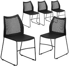 Flash Furniture 5 Pk Hercules Series 661 Lb Capacity Black Sled Base Stack Chair With Air Vent Back 5 Rut 498 Flash Furniture Stackable Chairs Guest Chair