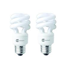 Ecosmart 40 Watt Equivalent E26 Spiral Cfl Light Bulb Daylight 2 Pack Esbm809250k The Home Depot