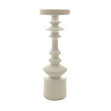 3 piece wooden candlestick set. Wood Tall Pillar Candle Holder Satin White
