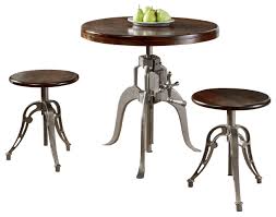 Weehom 3 pieces bar table set, modern pub table and chairs dining set, kitchen counter height dining table set with 2 bar stools, built in storage layer, easy assemble, brown 3.9 out of 5 stars 272 $119.99 $ 119. Industrial 3 Piece Adjustable Pub Table And Chair Set Sadler S Home Furnishings Pub Table And Stool Sets