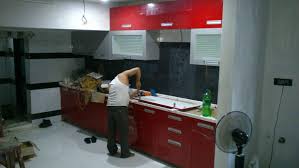modular kitchen under construction in