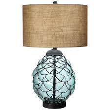 Possini euro design modern table lamp with night light brushed nickel mercury glass twin drum decor for living room bedroom house. Beach Table Lamps Pacific Glass Table Lamp Bella Coastal Decor