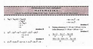 Untuk lebih memahami materi dan contoh soal tersebut, berikut ini adalah pembahasan dari contoh soal un matematika smp. Kunci Jawaban Soal Un Smk 2013 Matematika Tkp