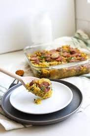 Remove and place on a. Thai Curry Cauliflower Rice And Chicken Sausage Bake Little Bits Of