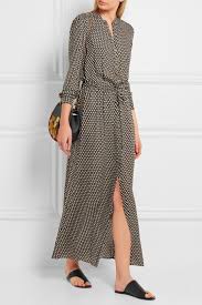 Black And White Polka Dot Maxi Dress Michael Michael Kors Alston Polka Dot Silk Crepe Maxi Dress Black Beige And White Silk Crepe Button Fastenings Vestidos Y Faldas Ropa Vestidos Largos Casuales