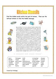 Our global writing staff includes experienced enl & esl academic writers in a variety of disciplines. Kitchen Utensils Wordsearch English Esl Worksheets For Distance Learning And Physical Classrooms