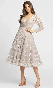 Mac duggal 12363d one shoulder with overskirt dress. Mac Duggal Evening 67387d V Neckline 3d Floral Lace A Line Dress In 2021 Long Sleeve Floral Dress Mac Duggal Dresses Dresses
