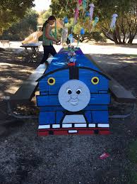 Everything in the first picture main centerpiece and 4 little train Thomas The Train Table Decorations Thomas The Train Table Party Time 1st Birthday