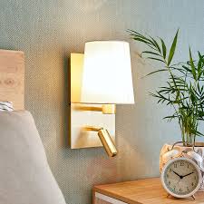 Wandlampe Phillis Wohnzimmer Led Leselampe Stoffschirm Weiss