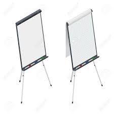 isometric blank flip chart whiteboard and empty paper presentation