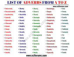 List Of Adverbs A Full Adverbs List In English Esl Forums English Vocabulary Words List Of Adverbs Adverbs