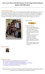 167 likes · 68 talking about this. John Louis Home Jlh 529 Premier 12 Inch Deep Closet Shelving System