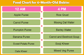 Food Chart For 6 Months Baby With Recipe And Pictures