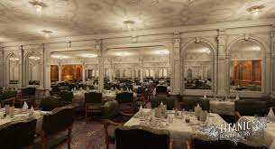 The first class dining saloon was one out of four locations for first class passengers to eat.the room was located on d deck, measuring 114 feet long and 92 feet wide, the room could seat 554 passengers, set at 115 tables for 2 to 12 people.if they wanted, the parents could allow their children to eat here with them, but not if. Titanic 1st Class Dining Room Pertaining To Household Allowed To Help My Own Web Site In This Particular Occasion I 8217 L Titanic Titanic Ship Rms Titanic