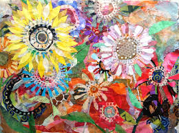 Fleurs De Vie Collage By Emilie Munsch Colorful Art Art Art Quilts