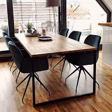 Metal dining room tables are gaining in popularity, especially for rooms with an industrial decor. Steel Frame Dining Table Basic Nio Ii Modern Industrial Etsy Solid Wood Dining Room Modern Industrial Table Dining Table