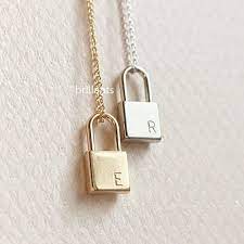 Personalized Lock Necklace Initial Necklace Monogram Lock Necklace Initial Necklace Personalized Locks