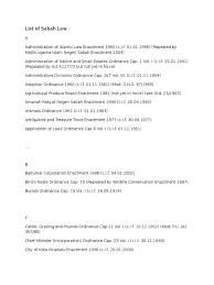 Conservation and sustainable utilization is also acknowledged. List Of Sabah Legislation Local Ordinance Common Law