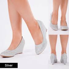Black And Silver Shoes Ladies Womens Wedge Heels Evening Bridal Shoes Ladies Court Platform Shoes Size Uk 3 8 Silver Court Shoes Heels Platform Heels