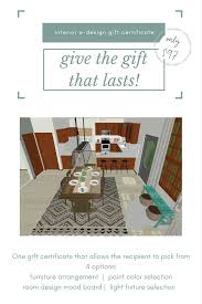 Give An Interior E Design Gift Certificate For Birthdays And Christmas