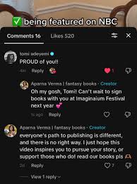 Aparna Verma (updates only) on X: um THE @tomi_adeyemi commented on my  tiktok video about my publishing journey saying shes proud of me??? Im so  🥹 t.co37XYPoxB9Z  X