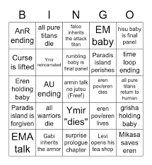 We are the first who publish the new chapters of shingeki no kyojin manga. Aot Chapter 139 Bingo Card