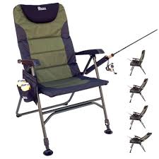 Portable Reclining Folding Chair For Fishing With Integrated Shoulder Strap Adjustable Front Legs And Swive Fishing Chair Camping Chairs Fishing Pole Holder