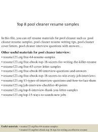 top 8 pool cleaner resume samples
