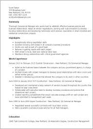 1 commercial manager resume templates