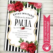 Una vez recibido el pago, usted recibirá al mail un link para descargar sus archivos en formato pdf personalizados ¡listos para imprimir!. Kit Imprimible Rosas Vintage Shabby Rayas Blanco Y Negro