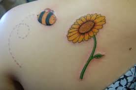 Sunflower Bumblebee Tattoo On Back Tattoobite Com Bumble Bee Tattoo Bee Tattoo Bee And Flower Tattoo