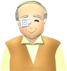 白内障手術後の眼帯おじいさん | イラスト無料DDBANK さん