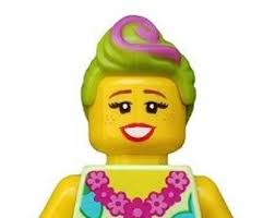 Lego MINIFIGURE Honolulu Hawaiian Female Girl Hula Lula Dancer Green and  Pink Hair