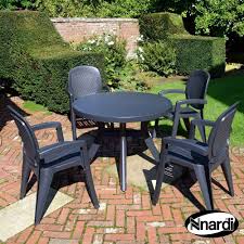 4 Seater Garden Dining Set Grey Weatherproof Plastic Patio Outdoor Furniture Garden Dining Set Outdoor Furniture Sets Outdoor Garden Furniture