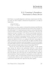 Pdf E E Cummings S Parentheses Punctuation As Poetic Device