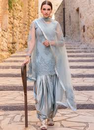 Black And Silver Punjabi Suit Dusty Blue Grey Embroidered Punjabi Suit Lashkaraa Patiyala Dress Patiala Suit Designs Indian Designer Outfits