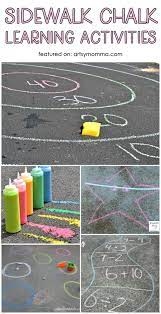 Fun List Of Sidewalk Chalk Learning Activities And Game Ideas Chalk Activities Outdoor School Activities Chalk Activities For Kids