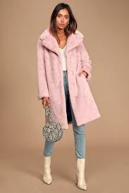 Ad Grand Ambition Light Pink Faux Fur Long Coat Lulus Making A Bold Fashion Statement Is The Number One Pink Coat Outfit Pink Fur Coat Long Faux Fur Coat