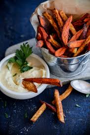 Stir them a few times to keep them from sticking together. Spiced Sweet Potato Fries With Garlic Aioli A Beautiful Plate