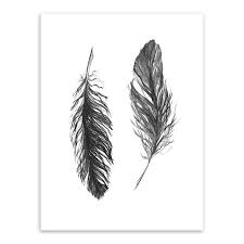 Black White Minimalist Vintage Retro Feather Poster Nordic Living Room Retrodora