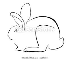 25 easter bunny traceable designs. Tracing Of A Rabbit On A White Background Canstock