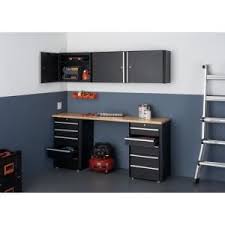 Trinity 41 3 In H X 72 2 In W X 19 In D Steel Garage Cabinet Set In Black 6 Piece Tlspbk 0617 The Home Depot In 2020 Garage Cabinets Garage Wall Cabinets Wood Closet Systems