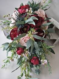 Great savings & free delivery / collection on many items. Silk Wedding Bouquet Vintage Dusty Burgundy Peony Rose Pink Roses Peonies Rustic Home Garden Patterer Wedding Supplies