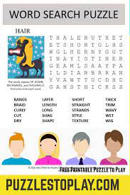 Printable Hair Word Search Word Search Puzzle Kids Word Search Exercise For Kids