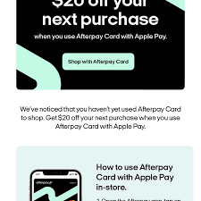 Find info on findinfoonline.com for the us. Afterpay Pay With Afterpay Card Via Apple Pay Get 20 Off Your Next Purchase Minimum 21 Spend Afterpay Apple Pay Ozbargain