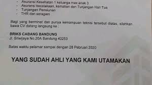 #ptjvcelectronikindonesia #kisi_kisipsikotes #lowongankerja semoga kalian suka. Lowongan Kerja Briks Pt Bringin Karya Sejahtera Terbaru 2020 2021