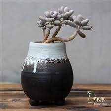 多肉花盆纯手工拉胚韩盆粗陶花盆三足透气流釉老桩创意简洁 淘宝网 decor home decor plants