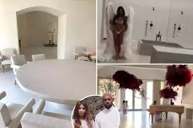 This not only makes me feel poor, but also gives me tremendous stain anxiety. after kanye posted the pictures above, kim was mad and yelled at kanye on twitter. Kim Kardashian Inside Kim Kardashian And Kanye West S Eerily Empty Mansion With Minimal Furniture And Reality Show Crew Are Banned Kanye West