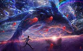 Maybe you would like to learn more about one of these? 1082x1922px Free Download Hd Wallpaper Fantasy Art Space Rainbows Jellyfish 2d Digital Art Whale Wallpaper Flare