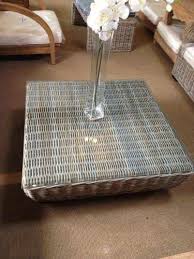 Coastal woven rattan nesting tables. 100cm Natural Wicker Glass Topped Coffee Table Sustainable Furniture